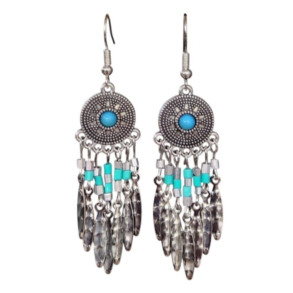Western Sphere Earrings Bohemian Ethnic Tribal Jewelry Silvery Retro Y2K Vintage